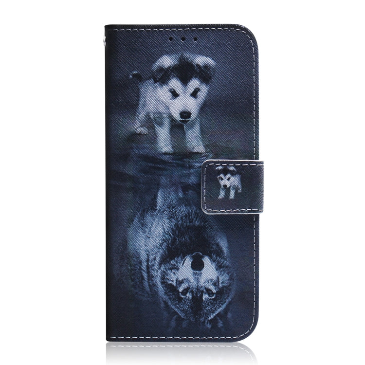 For Motorola Moto G Play 4G 2024 Coloured Drawing Flip Leather Phone Case(Wolf and Dog) - Motorola Cases by PMC Jewellery | Online Shopping South Africa | PMC Jewellery | Buy Now Pay Later Mobicred