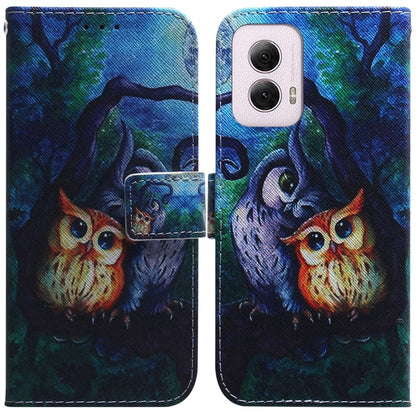 For Motorola Moto G Power 5G 2024 Coloured Drawing Flip Leather Phone Case(Oil Painting Owl) - Motorola Cases by PMC Jewellery | Online Shopping South Africa | PMC Jewellery | Buy Now Pay Later Mobicred