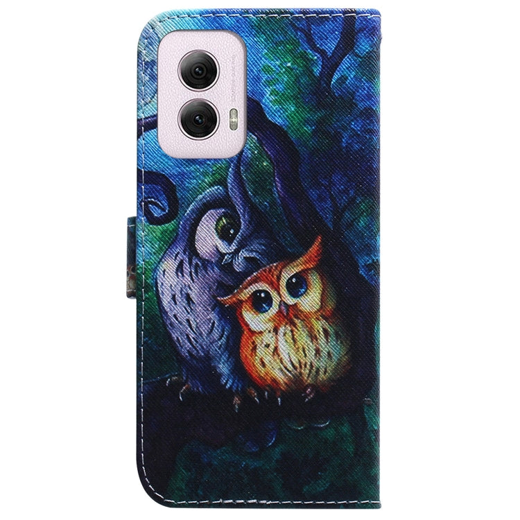 For Motorola Moto G Power 5G 2024 Coloured Drawing Flip Leather Phone Case(Oil Painting Owl) - Motorola Cases by PMC Jewellery | Online Shopping South Africa | PMC Jewellery | Buy Now Pay Later Mobicred