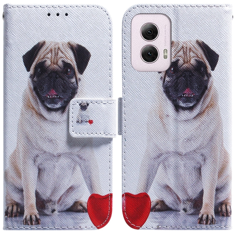 For Motorola Moto G Power 5G 2024 Coloured Drawing Flip Leather Phone Case(Pug) - Motorola Cases by PMC Jewellery | Online Shopping South Africa | PMC Jewellery | Buy Now Pay Later Mobicred