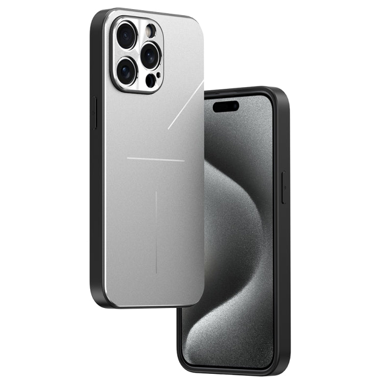 For iPhone 15 Pro Max R-JUST RJ52 3-Line Style Metal TPU Shockproof Phone Case(Silver) - iPhone 15 Pro Max Cases by R-JUST | Online Shopping South Africa | PMC Jewellery | Buy Now Pay Later Mobicred