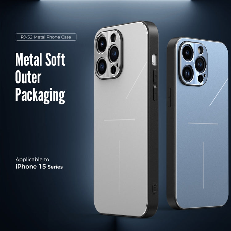 For iPhone 15 R-JUST RJ52 3-Line Style Metal TPU Shockproof Phone Case(Black) - iPhone 15 Cases by R-JUST | Online Shopping South Africa | PMC Jewellery