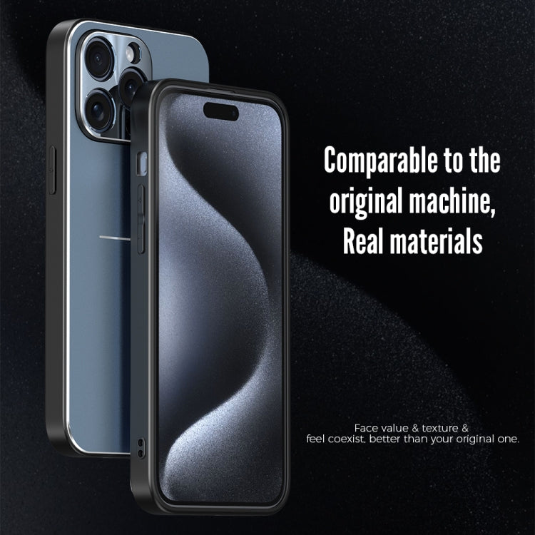 For iPhone 15 Pro R-JUST RJ52 3-Line Style Metal TPU Shockproof Phone Case(Blue) - iPhone 15 Pro Cases by R-JUST | Online Shopping South Africa | PMC Jewellery | Buy Now Pay Later Mobicred