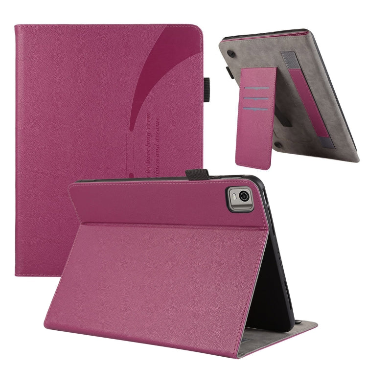 For Nokia T21 10.4 2022 Litchi Texture Leather Sucker Tablet Case(Purple) - Nokia by PMC Jewellery | Online Shopping South Africa | PMC Jewellery | Buy Now Pay Later Mobicred