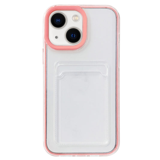 For iPhone 15 360 Clear PC Hybrid  TPU Phone Case with Card Slot(Pink) - iPhone 15 Cases by PMC Jewellery | Online Shopping South Africa | PMC Jewellery | Buy Now Pay Later Mobicred