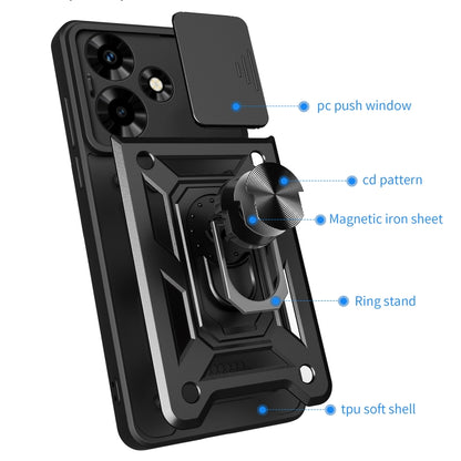 For Infinix Hot 30 Sliding Camera Cover Design TPU+PC Phone Case(Black) - Infinix Cases by PMC Jewellery | Online Shopping South Africa | PMC Jewellery | Buy Now Pay Later Mobicred