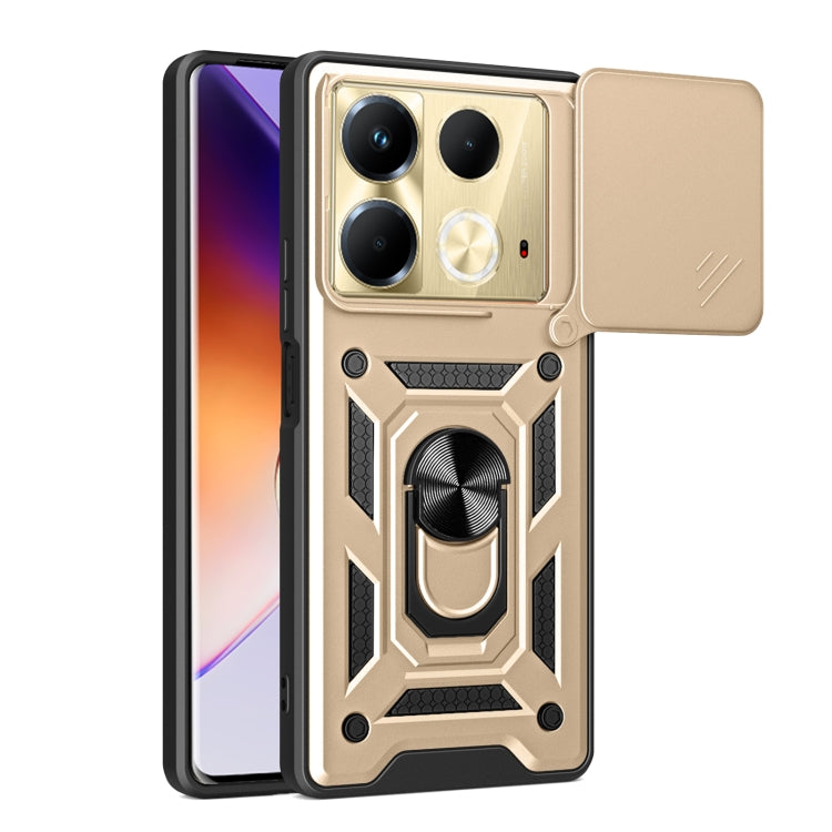 For Infinix Note 40 4G Sliding Camera Cover Design TPU+PC Phone Case(Gold) - Infinix Cases by PMC Jewellery | Online Shopping South Africa | PMC Jewellery | Buy Now Pay Later Mobicred