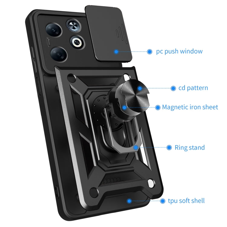 For Infinix Smart 8 Plus / 8 Pro Sliding Camera Cover Design TPU+PC Phone Case(Black) - Infinix Cases by PMC Jewellery | Online Shopping South Africa | PMC Jewellery | Buy Now Pay Later Mobicred