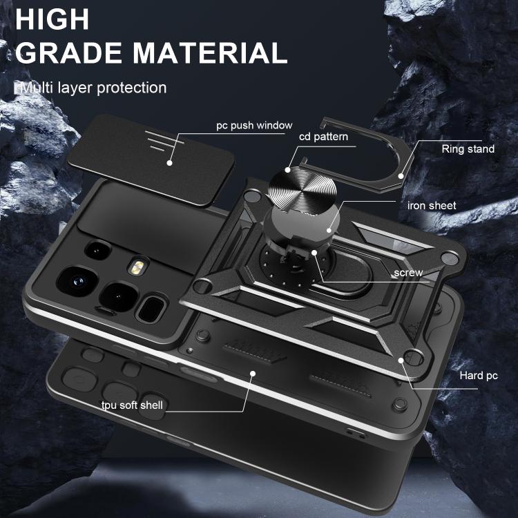 For Infinix Note 50x Sliding Camera Cover Design TPU+PC Phone Case(Black) - free shipping - PMC TechLife - Order now!
