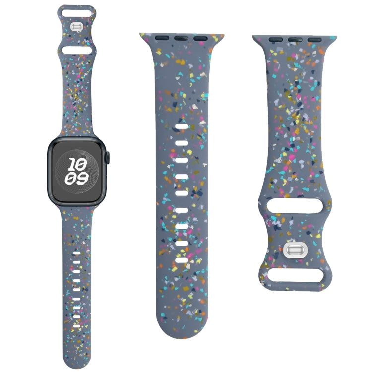 For Apple Watch Serie 6 40mm Floral Silicone Watch Band(Grey) - Watch Bands by PMC Jewellery | Online Shopping South Africa | PMC Jewellery