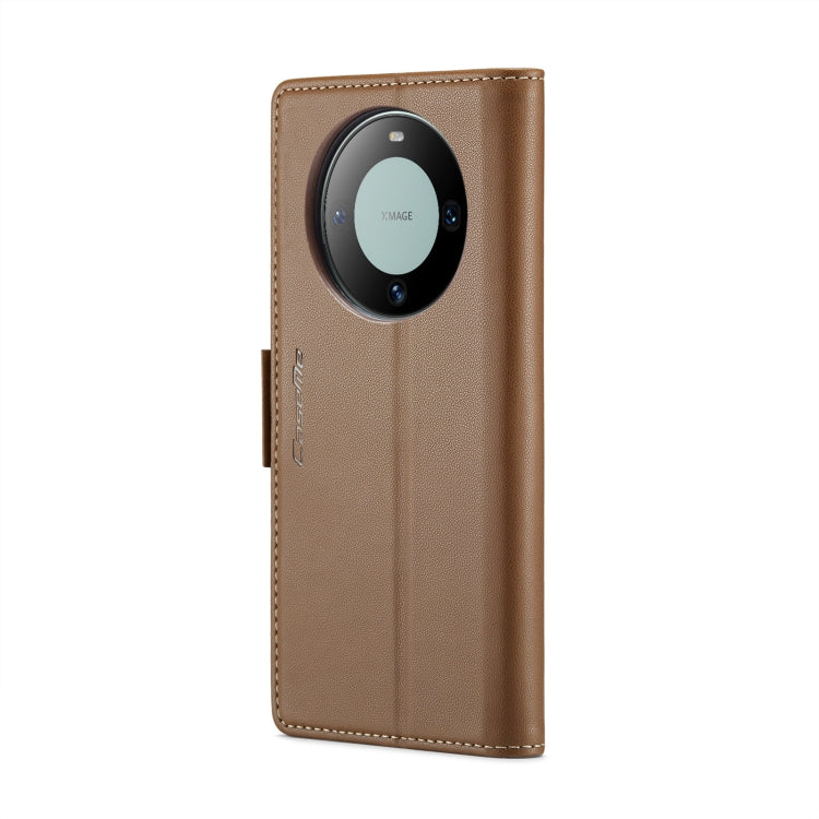 For Huawei Mate 60 CaseMe 023 Butterfly Buckle Litchi Texture RFID Anti-theft Leather Phone Case(Brown) - Huawei Cases by CaseMe | Online Shopping South Africa | PMC Jewellery | Buy Now Pay Later Mobicred