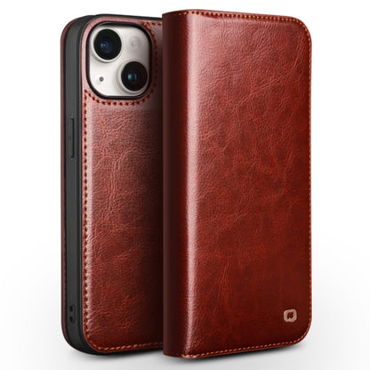 For iPhone 15 QIALINO Classic Genuine Leather Phone Case(Brown) - iPhone 15 Cases by QIALINO | Online Shopping South Africa | PMC Jewellery