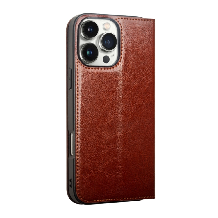 For iPhone 16 QIALINO Classic Genuine Leather Phone Case(Brown) - iPhone 16 Cases by QIALINO | Online Shopping South Africa | PMC Jewellery | Buy Now Pay Later Mobicred