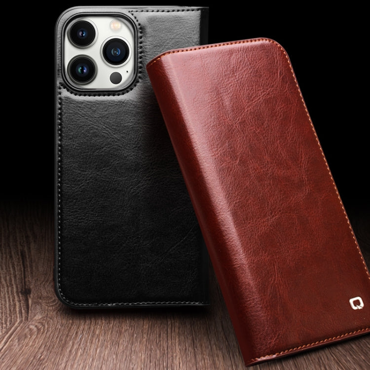 For iPhone 16 Plus QIALINO Classic Genuine Leather Phone Case(Brown) - iPhone 16 Plus Cases by QIALINO | Online Shopping South Africa | PMC Jewellery | Buy Now Pay Later Mobicred