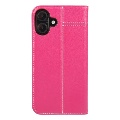 For iPhone 16 Plus GEBEI Top-grain Horizontal Flip Leather Phone Case(Rose Red) - iPhone 16 Plus Cases by GEBEI | Online Shopping South Africa | PMC Jewellery | Buy Now Pay Later Mobicred