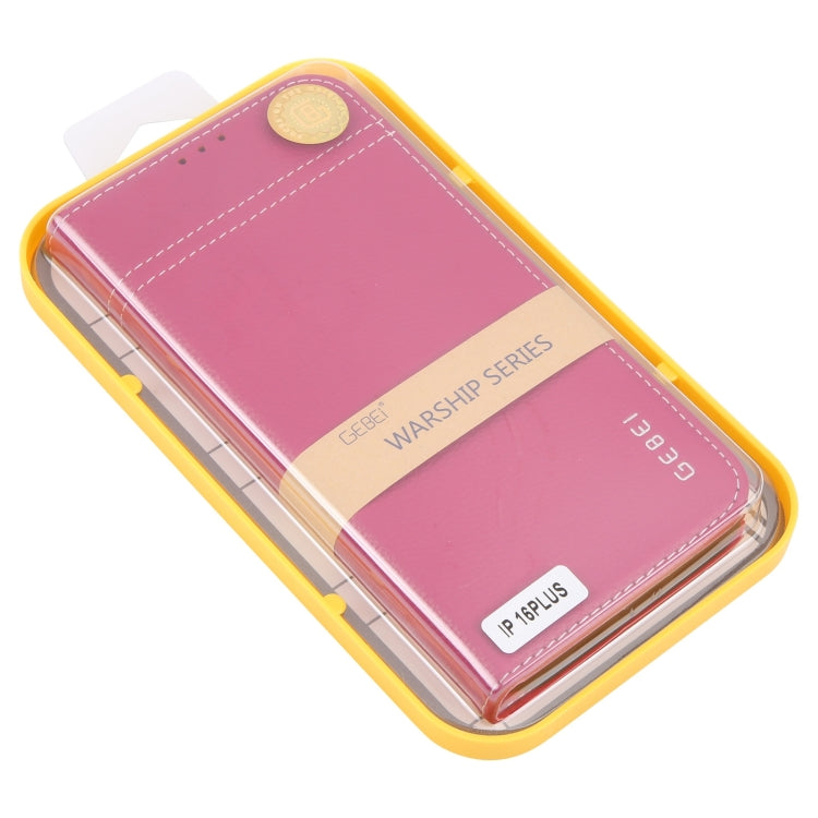 For iPhone 16 Plus GEBEI Top-grain Horizontal Flip Leather Phone Case(Rose Red) - iPhone 16 Plus Cases by GEBEI | Online Shopping South Africa | PMC Jewellery | Buy Now Pay Later Mobicred