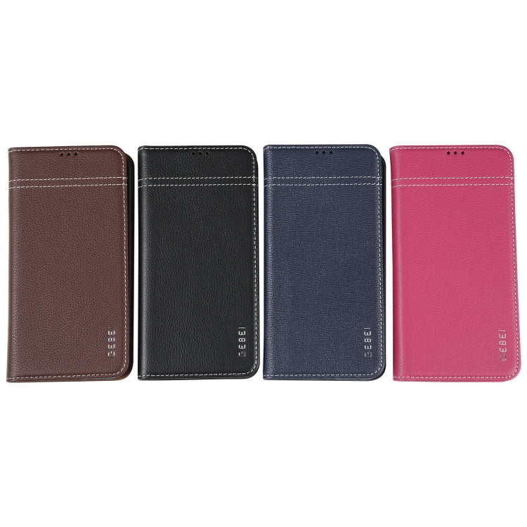 For iPhone 16 Pro Max GEBEI Top-grain Horizontal Flip Leather Phone Case(Rose Red) - iPhone 16 Pro Max Cases by GEBEI | Online Shopping South Africa | PMC Jewellery | Buy Now Pay Later Mobicred