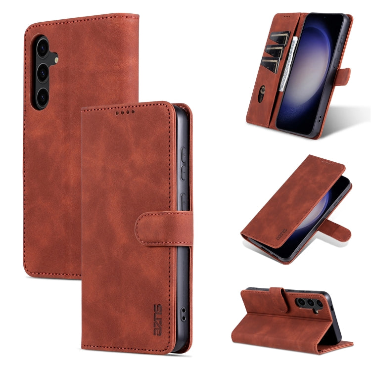 For Samsung Galaxy S24 5G AZNS Skin Feel Calf Texture Flip Leather Phone Case(Brown) - Galaxy S24 5G Cases by AZNS | Online Shopping South Africa | PMC Jewellery | Buy Now Pay Later Mobicred