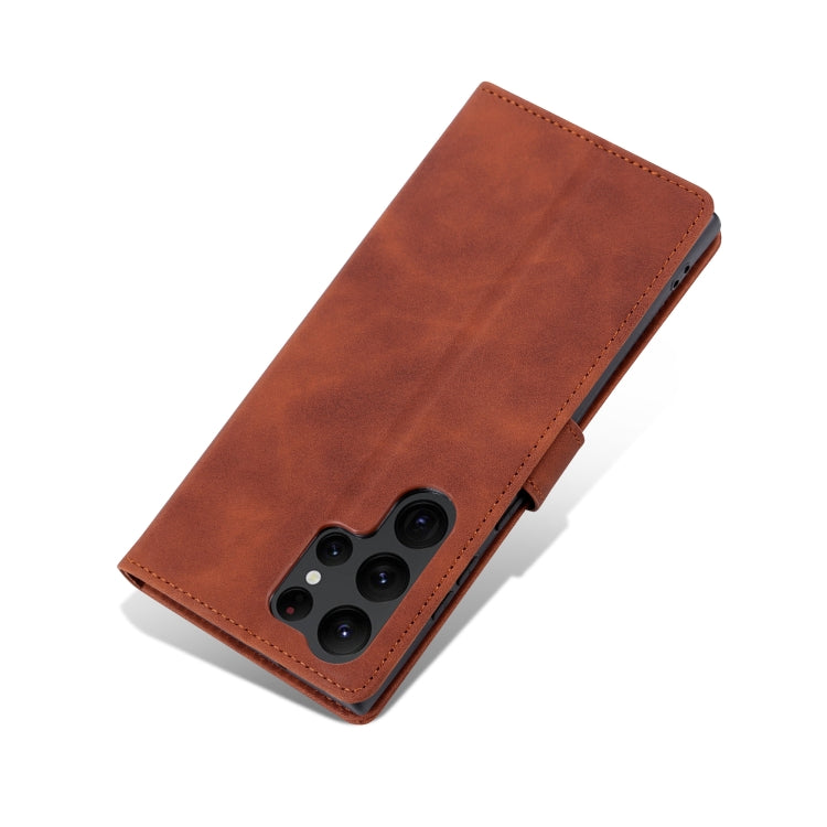 For Samsung Galaxy S24 Ultra 5G AZNS Skin Feel Calf Texture Flip Leather Phone Case(Brown) - Galaxy S24 Ultra 5G Cases by AZNS | Online Shopping South Africa | PMC Jewellery | Buy Now Pay Later Mobicred