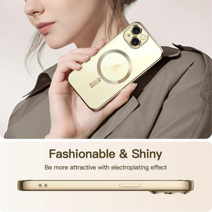 For iPhone 14 Magsafe Magnetic Transparent Electroplated TPU Phone Case(Gold) - iPhone 14 Cases by PMC Jewellery | Online Shopping South Africa | PMC Jewellery