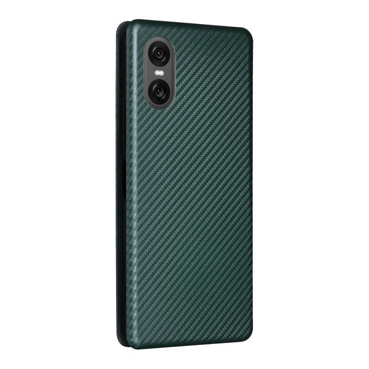 For Sony Xperia 10 VI 2024 Carbon Fiber Texture Flip Leather Phone Case(Green) - Sony Cases by PMC Jewellery | Online Shopping South Africa | PMC Jewellery | Buy Now Pay Later Mobicred