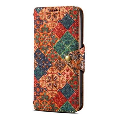 For iPhone 16 Denior Flower Language Series Cork Fabric Oil Edge Leather Phone Case(Winter) - iPhone 16 Cases by Denior | Online Shopping South Africa | PMC Jewellery | Buy Now Pay Later Mobicred