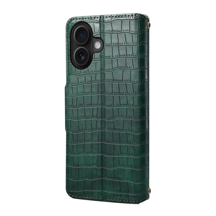 For iPhone 16 Denior Crocodile Texture Oil Edge Leather Phone Case(Green) - free shipping - PMC Jewellery - Order now!
