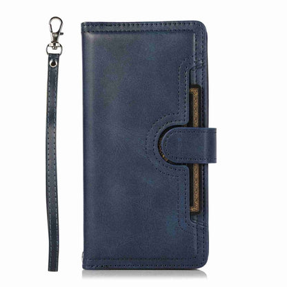 For iPhone 16 Pro Max Wristband Card Slot Leather Phone Case(Blue) - iPhone 16 Pro Max Cases by PMC Jewellery | Online Shopping South Africa | PMC Jewellery | Buy Now Pay Later Mobicred