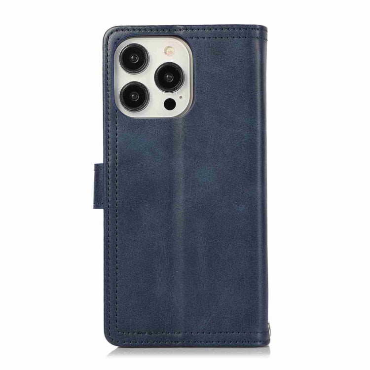 For iPhone 16 Pro Max Wristband Card Slot Leather Phone Case(Blue) - iPhone 16 Pro Max Cases by PMC Jewellery | Online Shopping South Africa | PMC Jewellery | Buy Now Pay Later Mobicred