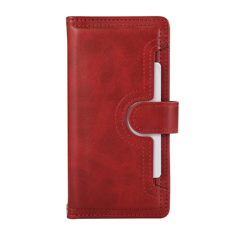 For iPhone 16 Plus Wristband Card Slot Leather Phone Case(Red) - iPhone 16 Plus Cases by PMC Jewellery | Online Shopping South Africa | PMC Jewellery | Buy Now Pay Later Mobicred