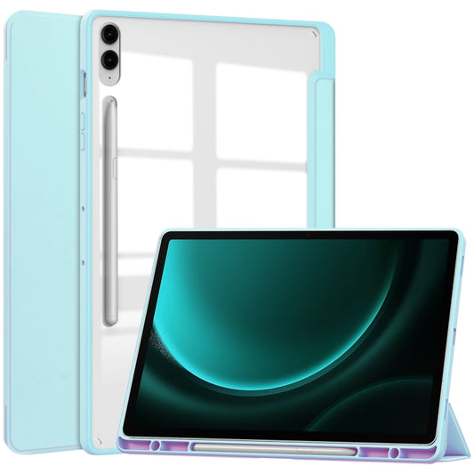 For Samsung Galaxy Tab S9 FE+ / S10+ Acrylic 3-folding Smart Leather Tablet Case with Pen Slot(Sky Blue) - Galaxy Tab S9 FE+ by PMC Jewellery | Online Shopping South Africa | PMC Jewellery | Buy Now Pay Later Mobicred