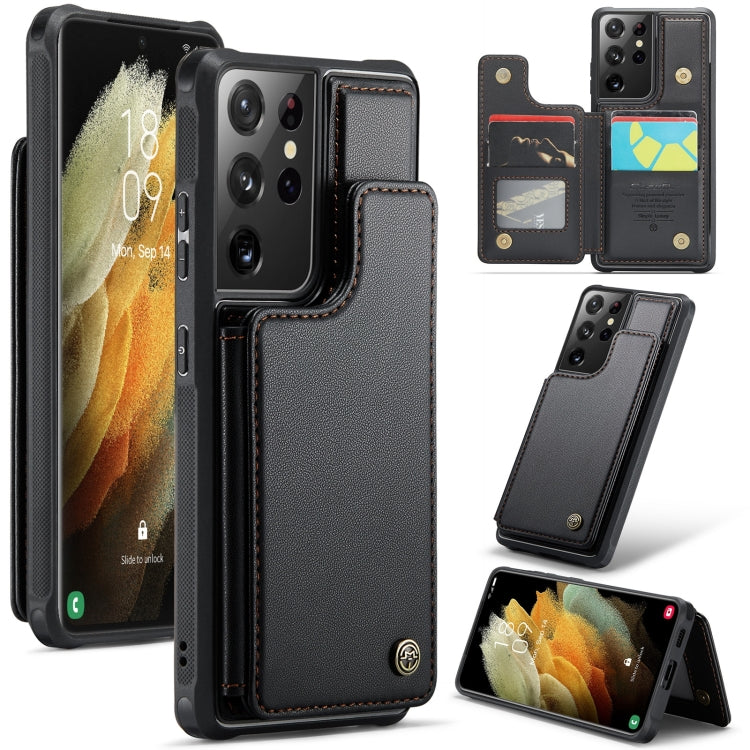 For Samsung Galaxy S21 Ultra 5G CaseMe C22 Card Slots Holder RFID Anti-theft Phone Case(Black) - Galaxy S21 Ultra 5G Cases by CaseMe | Online Shopping South Africa | PMC Jewellery | Buy Now Pay Later Mobicred