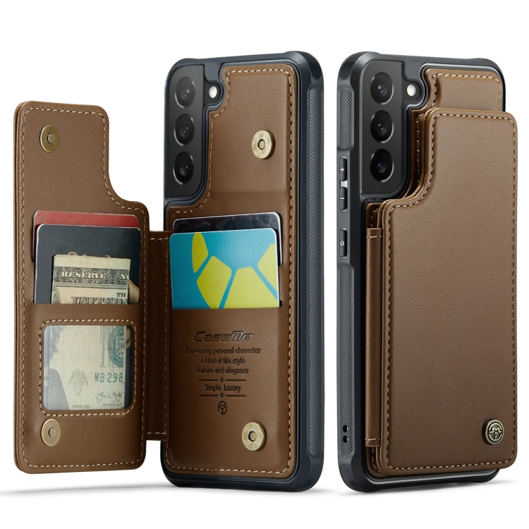 For Samsung Galaxy S22 5G CaseMe C22 Card Slots Holder RFID Anti-theft Phone Case(Brown) - Galaxy S22 5G Cases by CaseMe | Online Shopping South Africa | PMC Jewellery | Buy Now Pay Later Mobicred