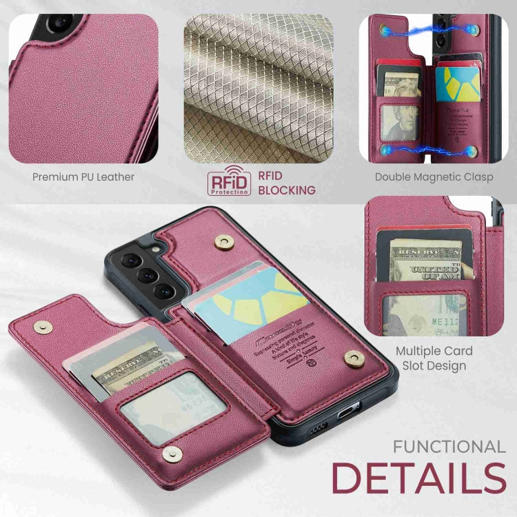 For Samsung Galaxy S22+ 5G CaseMe C22 Card Slots Holder RFID Anti-theft Phone Case(Wine Red) - Galaxy S22+ 5G Cases by CaseMe | Online Shopping South Africa | PMC Jewellery | Buy Now Pay Later Mobicred