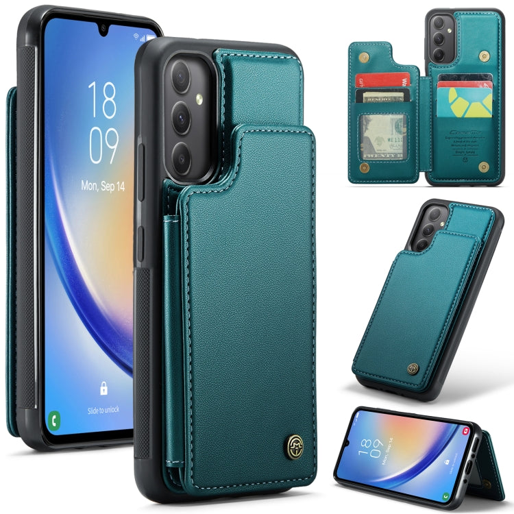 For Samsung Galaxy A34 5G CaseMe C22 Card Slots Holder RFID Anti-theft Phone Case(Blue Green) - Galaxy Phone Cases by CaseMe | Online Shopping South Africa | PMC Jewellery | Buy Now Pay Later Mobicred