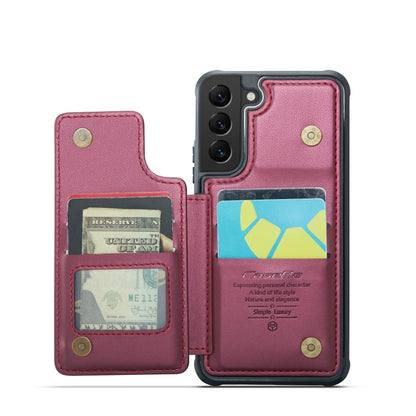 For Samsung Galaxy S21 5G CaseMe C22 Card Slots Holder RFID Anti-theft Phone Case(Wine Red) - Galaxy S21 5G Cases by CaseMe | Online Shopping South Africa | PMC Jewellery | Buy Now Pay Later Mobicred