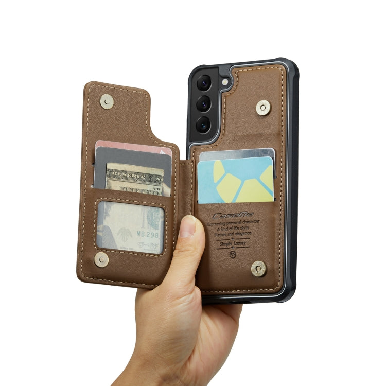 For Samsung Galaxy S21 5G CaseMe C22 Card Slots Holder RFID Anti-theft Phone Case(Brown) - Galaxy S21 5G Cases by CaseMe | Online Shopping South Africa | PMC Jewellery | Buy Now Pay Later Mobicred