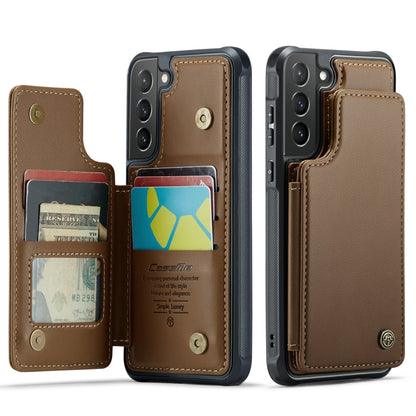 For Samsung Galaxy S21+ 5G CaseMe C22 Card Slots Holder RFID Anti-theft Phone Case(Brown) - Galaxy S21+ 5G Cases by CaseMe | Online Shopping South Africa | PMC Jewellery | Buy Now Pay Later Mobicred