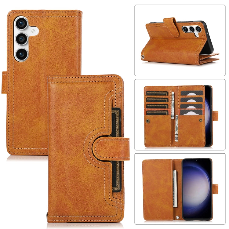 For Samsung Galaxy S24 5G Wristband Card Slot Leather Phone Case(Brown) - Galaxy S24 5G Cases by PMC Jewellery | Online Shopping South Africa | PMC Jewellery | Buy Now Pay Later Mobicred