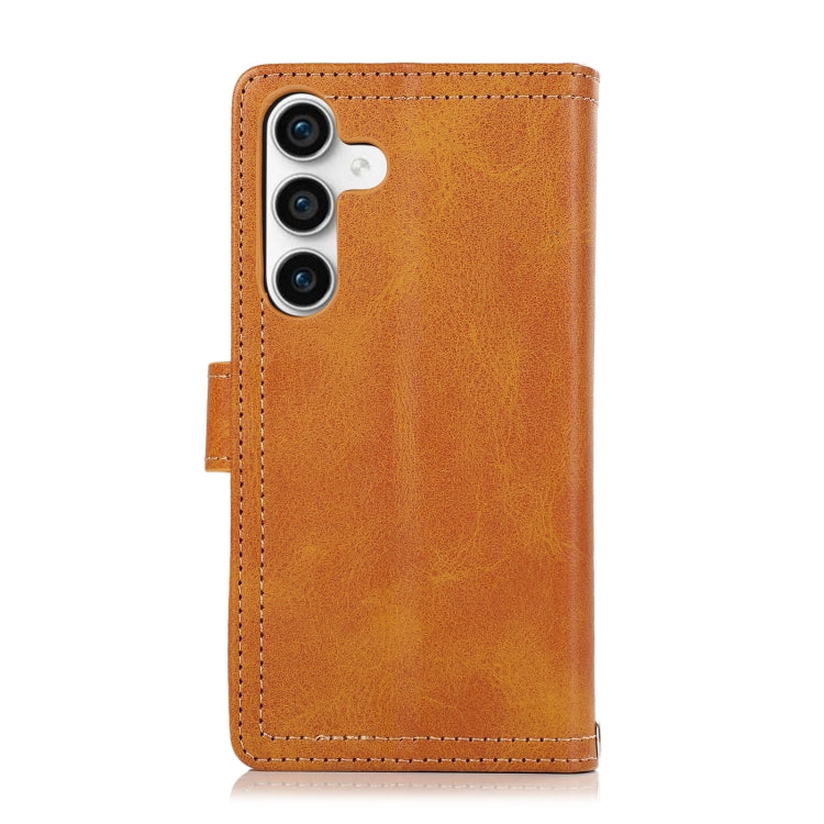 For Samsung Galaxy S24 5G Wristband Card Slot Leather Phone Case(Brown) - Galaxy S24 5G Cases by PMC Jewellery | Online Shopping South Africa | PMC Jewellery | Buy Now Pay Later Mobicred