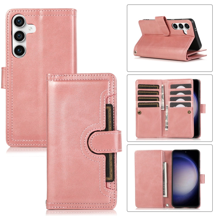 For Samsung Galaxy S24 5G Wristband Card Slot Leather Phone Case(Rose Gold) - Galaxy S24 5G Cases by PMC Jewellery | Online Shopping South Africa | PMC Jewellery | Buy Now Pay Later Mobicred