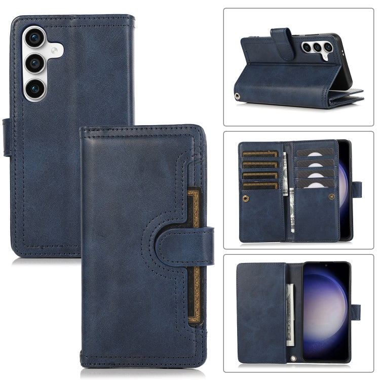 For Samsung Galaxy S24+ 5G Wristband Card Slot Leather Phone Case(Blue) - Galaxy S24+ 5G Cases by PMC Jewellery | Online Shopping South Africa | PMC Jewellery | Buy Now Pay Later Mobicred