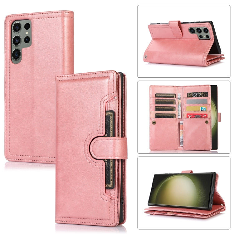 For Samsung Galaxy S24 Ultra 5G Wristband Card Slot Leather Phone Case(Rose Gold) - Galaxy S24 Ultra 5G Cases by PMC Jewellery | Online Shopping South Africa | PMC Jewellery | Buy Now Pay Later Mobicred