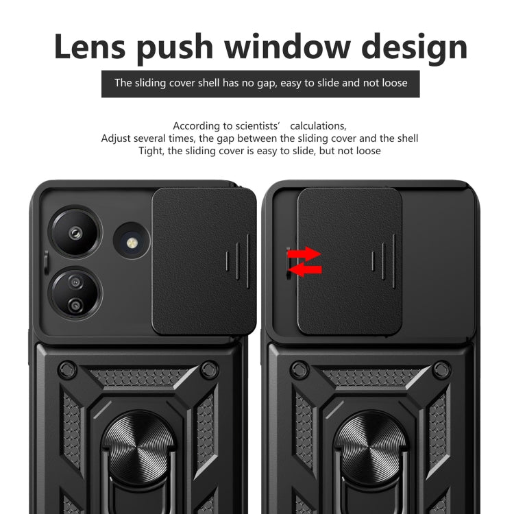 For Xiaomi Redmi 13C 4G Sliding Camera Cover Design TPU Hybrid PC Phone Case(Black) - 13C Cases by PMC Jewellery | Online Shopping South Africa | PMC Jewellery