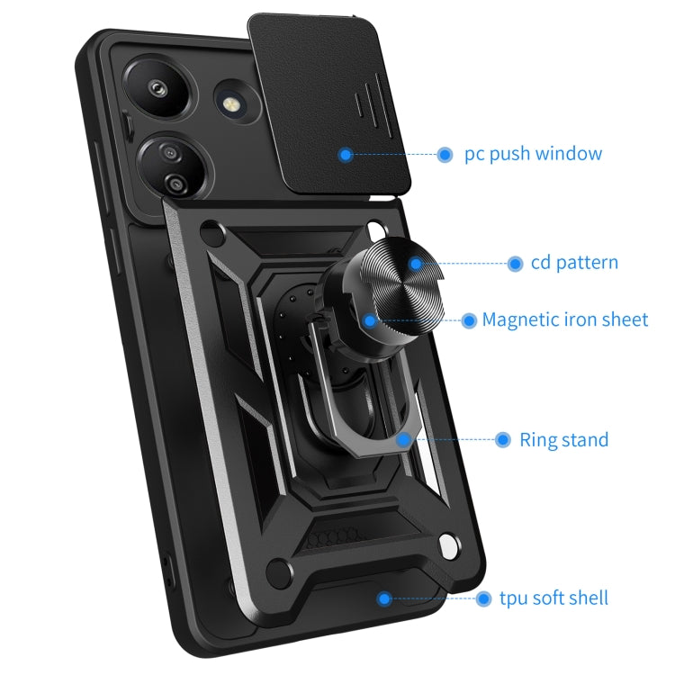 For Xiaomi Redmi 13C 4G Sliding Camera Cover Design TPU Hybrid PC Phone Case(Blue) - 13C Cases by PMC Jewellery | Online Shopping South Africa | PMC Jewellery | Buy Now Pay Later Mobicred