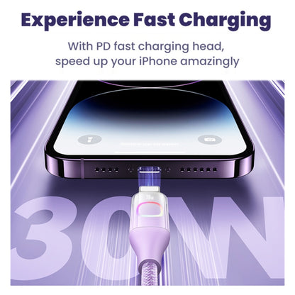 USAMS US-SJ638 1.2m Type-C to 8 Pin PD30W Fast Charging Cable with Colorful Light(Gradient Purple) - 2 in 1 Cable by USAMS | Online Shopping South Africa | PMC Jewellery | Buy Now Pay Later Mobicred