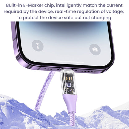 USAMS US-SJ638 1.2m Type-C to 8 Pin PD30W Fast Charging Cable with Colorful Light(Gradient Purple) - 2 in 1 Cable by USAMS | Online Shopping South Africa | PMC Jewellery | Buy Now Pay Later Mobicred