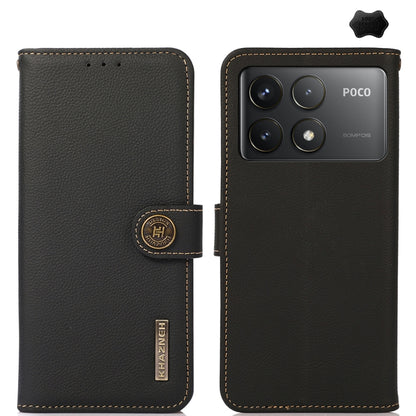 For Xiaomi Redmi K70 KHAZNEH Custer Texture RFID Genuine Leather Phone Case(Black) - K70 Cases by PMC Jewellery | Online Shopping South Africa | PMC Jewellery | Buy Now Pay Later Mobicred