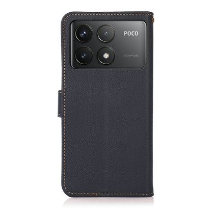 For Xiaomi Redmi K70 Pro KHAZNEH Custer Texture RFID Genuine Leather Phone Case(Blue) - K70 Pro Cases by PMC Jewellery | Online Shopping South Africa | PMC Jewellery | Buy Now Pay Later Mobicred