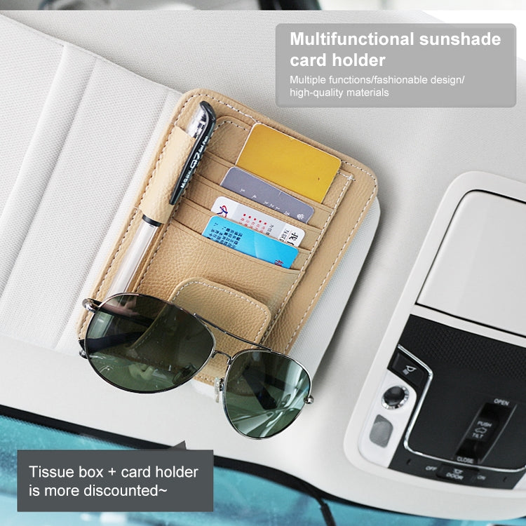 Car Litchi Texture Hanging Tissue Box Sun Visor Card Storage Clip(Brown) - Sunglasses & Glasses Clips by PMC Jewellery | Online Shopping South Africa | PMC Jewellery | Buy Now Pay Later Mobicred